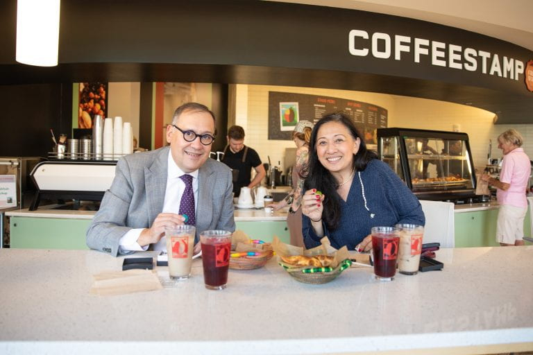 Dr. G and Chancellor Martin at Coffeestamp