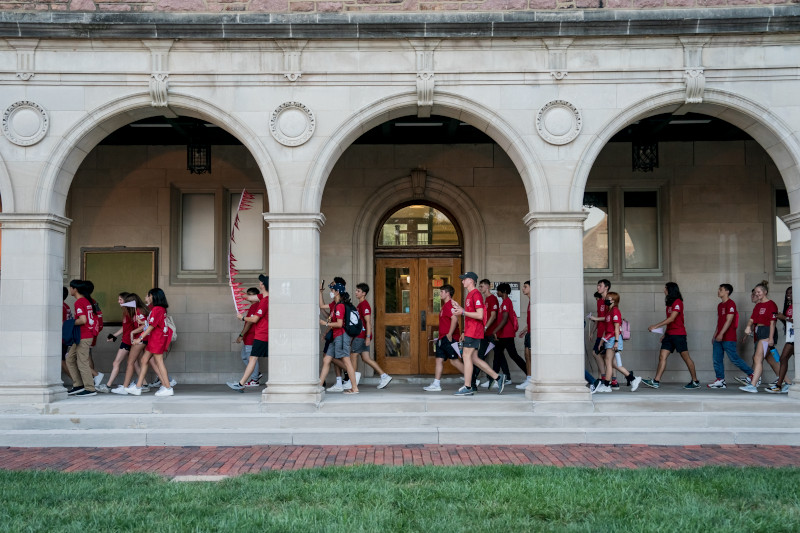 Students walking on campus