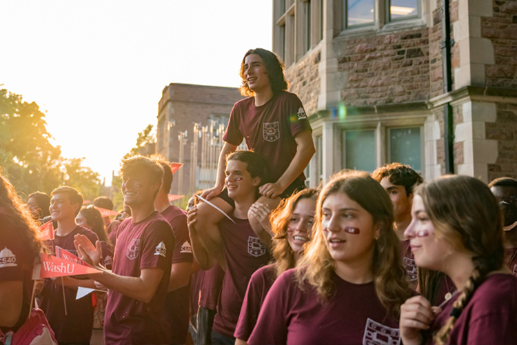 Students standing in a group during Convocation